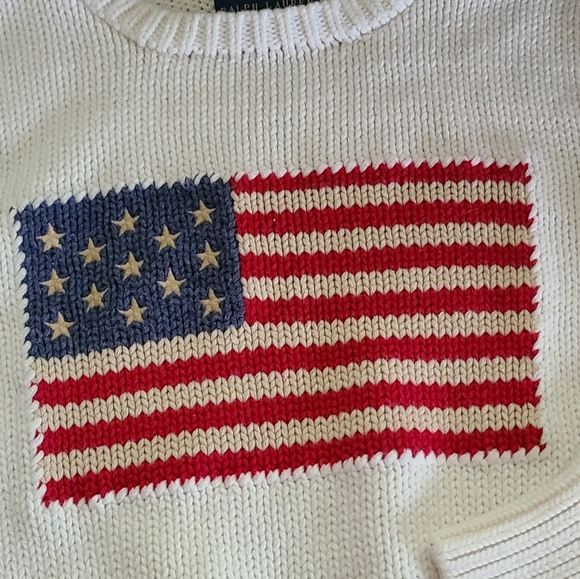 Polo by Ralph Lauren Children's Cream Sweater with Flag Design Sz 6X - Picture 2 of 4